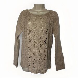 Sugarlips Sweater Open Knit Granny Boho Wool Blend Cable Knit Sz M Classic